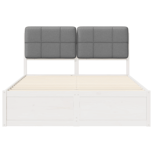 Estrutura de Cama de casal moderno com Cabeceira Estofada Cinzento-claro