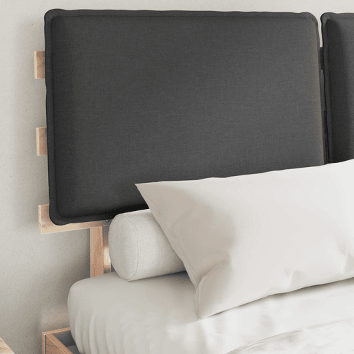 Estrutura de Cama de casal moderno com Cabeceira Estofada Cinza Escuro