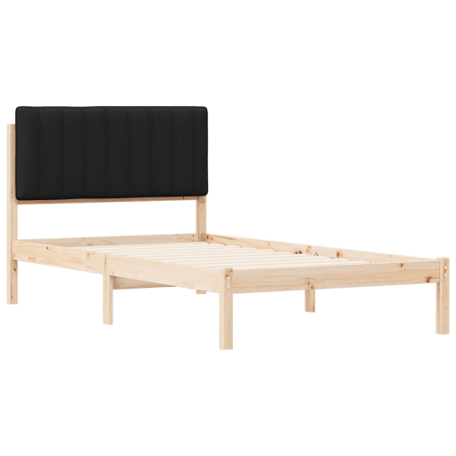 Estrutura de cama de solteiro para adultos com Cabeceira - Estofada Preto 100 x 200 cm