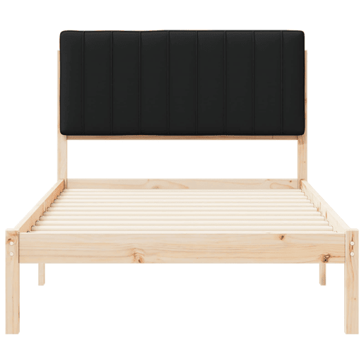 Estrutura de cama de solteiro para adultos com Cabeceira - Estofada Preto 100 x 200 cm