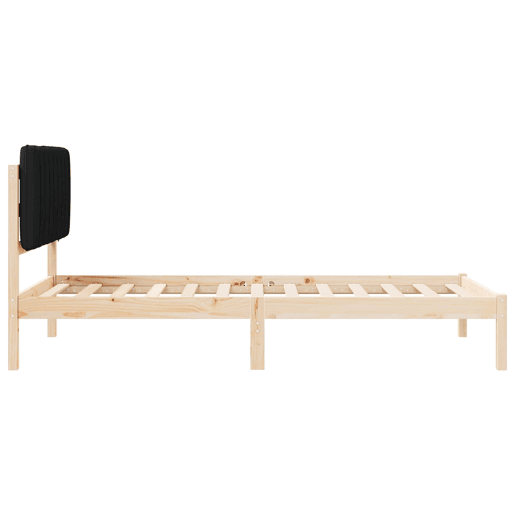 Estrutura de cama de solteiro para adultos com Cabeceira - Estofada Preto 100 x 200 cm