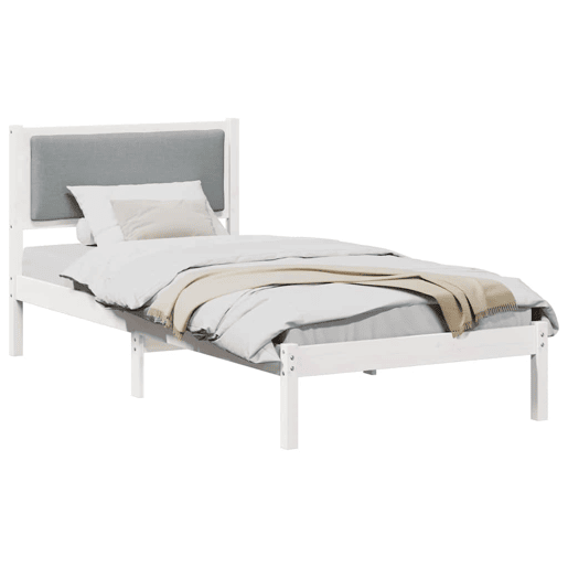 Estrutura de cama de solteiro para adultos com Cabeceira - Cinzento-claro 100 x 200 cm