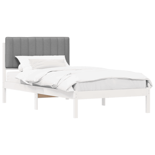 Estrutura de cama de solteiro simple com Cabeceira Estofada Cinzento-claro