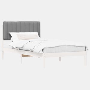 Estrutura de cama de solteiro simple com Cabeceira Estofada Cinzento-claro