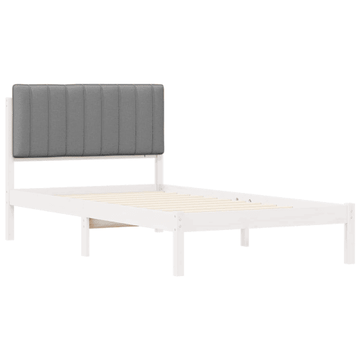 Estrutura de cama de solteiro simple com Cabeceira Estofada Cinzento-claro