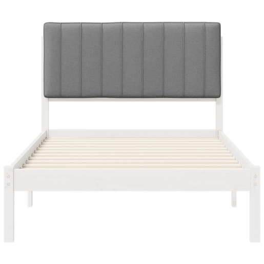 Estrutura de cama de solteiro simple com Cabeceira Estofada Cinzento-claro