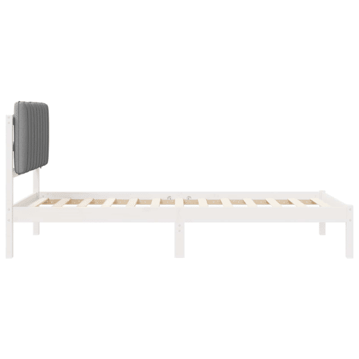 Estrutura de cama de solteiro simple com Cabeceira Estofada Cinzento-claro