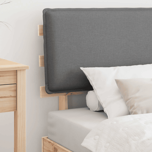 Estrutura de cama de solteiro simple com Cabeceira Estofada Cinzento-claro