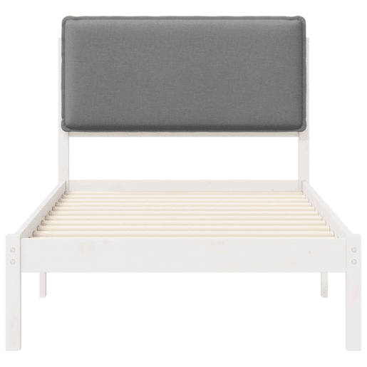 Estrutura de cama de solteiro simple com Cabeceira Estofada Cinzento-claro