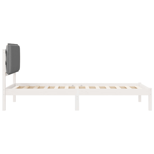 Estrutura de cama de solteiro simple com Cabeceira Estofada Cinzento-claro