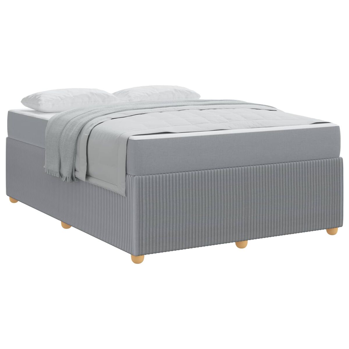 Estructura de cama doble matrimonial con colchón gris claro 140 x 200 cm tela