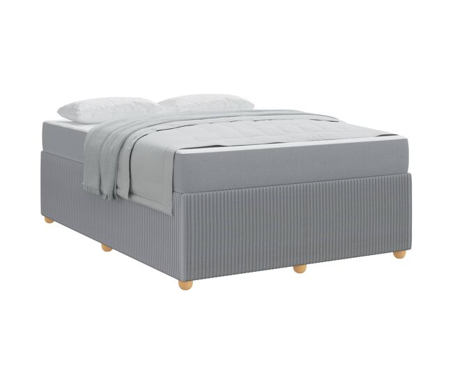 Estructura de cama doble matrimonial con colchón gris claro 140 x 200 cm tela
