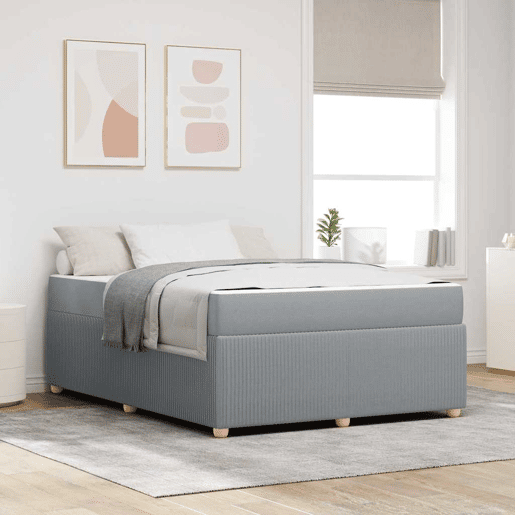 Estrutura De Cama De Casal Simple - Cinzento-claro 140 x 200 cm tecido