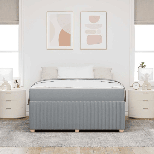 Estrutura De Cama De Casal Simple - Cinzento-claro 140 x 200 cm tecido