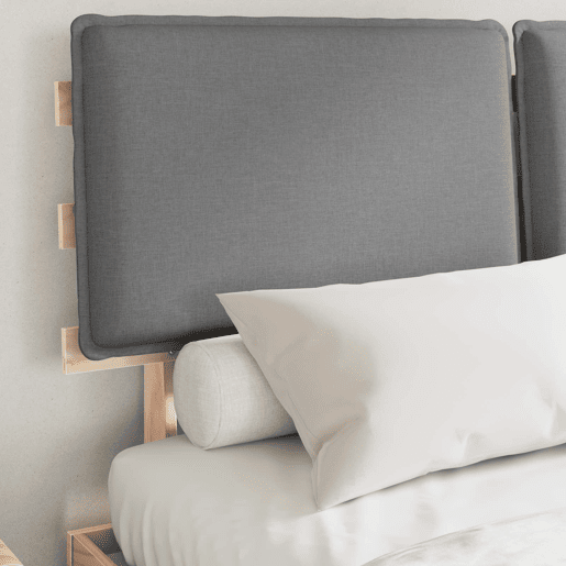 Estrutura de Cama de casal moderno com Cabeceira Estofada Cinzento-claro