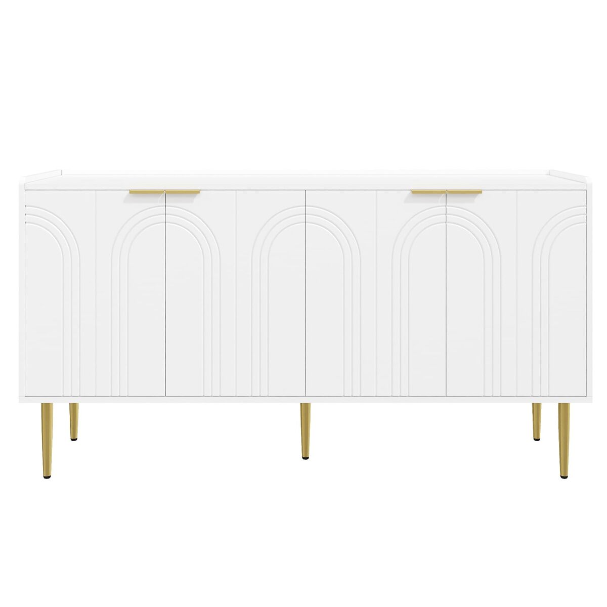 Aparador 140x38x75 cm - moderno con espacio de almacenamiento - blanco