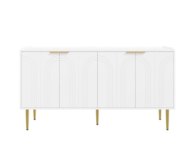 Aparador 140x38x75 cm - moderno con espacio de almacenamiento - blanco