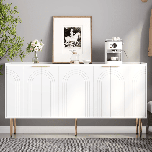 Aparador 140x38x75 cm - moderno com espaço de armazenamento - branco