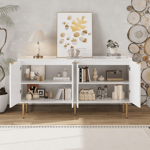 Aparador 140x38x75 cm - moderno com espaço de armazenamento - branco