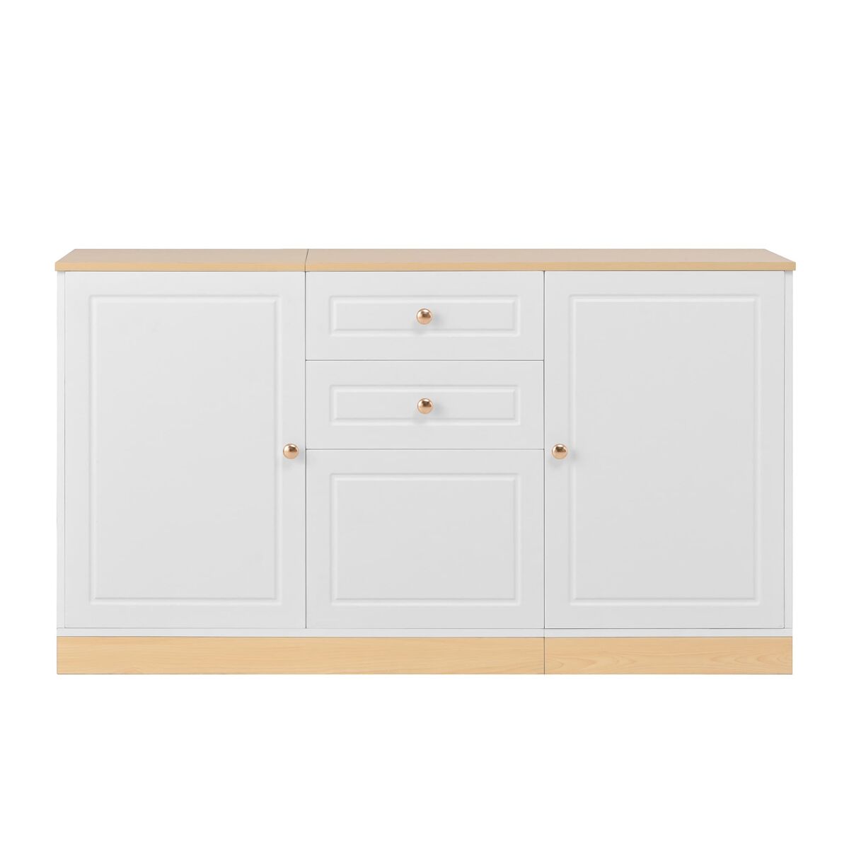 Aparador 3 puertas 2 cajones - almacenamiento multifuncional para salón y comedor - blanco