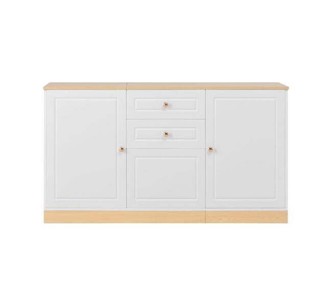 Aparador 3 puertas 2 cajones - almacenamiento multifuncional para salón y comedor - blanco