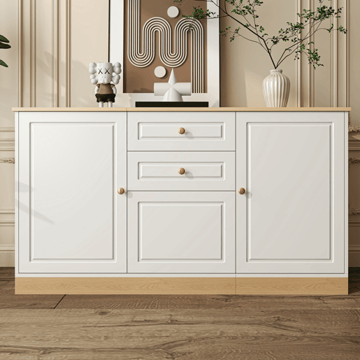 Aparador com 3 portas e 2 gavetas - armazenamento multifuncional para sala de estar e sala de jantar - Branco