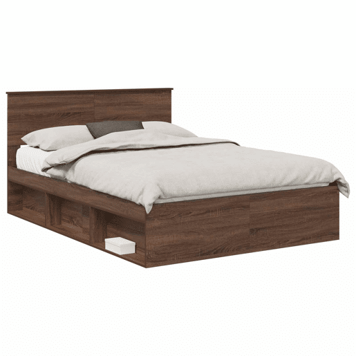 Estrutura da Cama de casal moderno com cabeceira Carvalho Marrom 140 x 200 cm