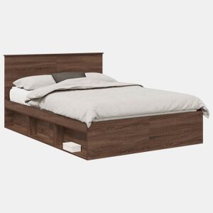 Estrutura da Cama de casal moderno com cabeceira Carvalho Marrom 140 x 200 cm
