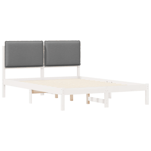Estrutura de Cama de casal moderno com Cabeceira Estofada Cinzento-claro
