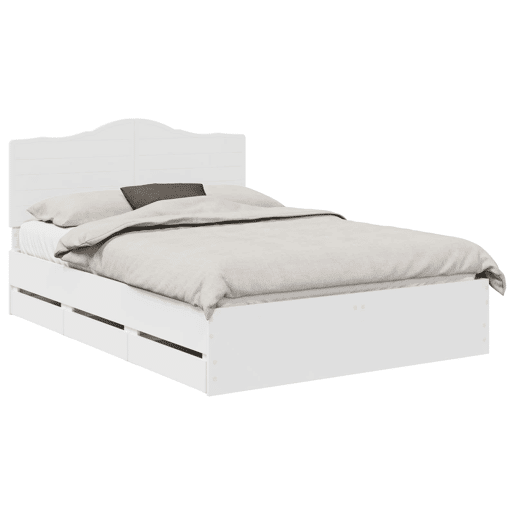 Estrutura De Cama De Casal Moderno - Branco 140 x 200 cm Madeira de Engenharia