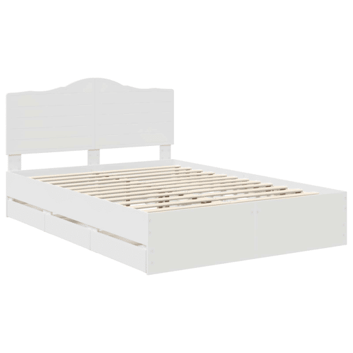 Estrutura De Cama De Casal Moderno - Branco 140 x 200 cm Madeira de Engenharia