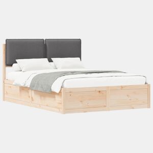 Estrutura de Cama de casal moderno com Cabeceira Estofada Cinza Escuro
