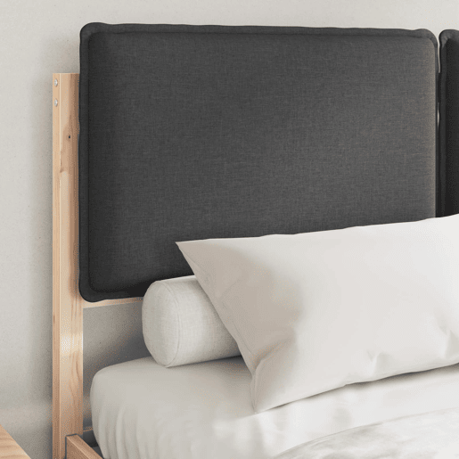 Estrutura de Cama de casal moderno com Cabeceira Estofada Cinza Escuro