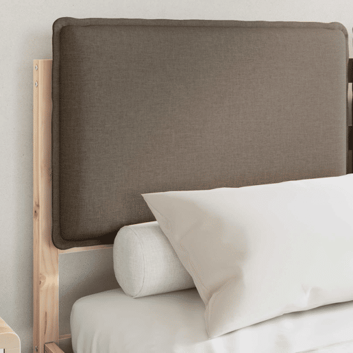 Estrutura de Cama de casal moderno com Cabeceira Estofada Cinzento-acastanhado