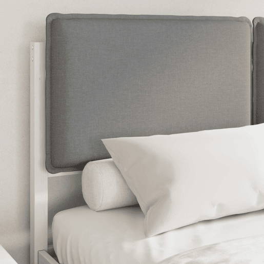 Estrutura de Cama de casal moderno com Cabeceira Estofada Cinzento-claro