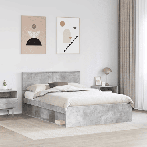Estrutura De Cama De Casal Simple - Concreto 140 x 200 cm Madeira processada