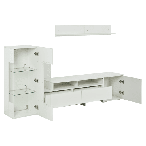 Conjunto de móveis para TV de 3 peças - Conjunto de sala com LED, portas acrílicas, branco Conjunto de móveis para TV de 3 peças - Conjunto de sala com LED, portas acrílicas, branco