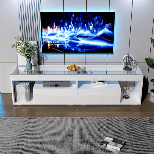 Móvel para TV 70 - LED, alto brilho, 2 gavetas, consola para salaquarto - Branco Móvel para TV 70 - LED, alto brilho, 2 gavetas, consola para salaquarto - Branco