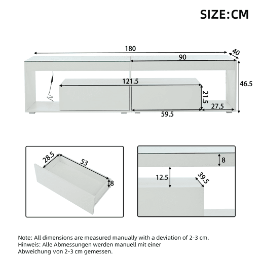 Móvel para TV 70 - LED, alto brilho, 2 gavetas, consola para salaquarto - Branco Móvel para TV 70 - LED, alto brilho, 2 gavetas, consola para salaquarto - Branco