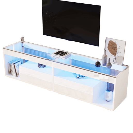 Móvel para TV 70 - LED, alto brilho, 2 gavetas, consola para salaquarto - Branco Móvel para TV 70 - LED, alto brilho, 2 gavetas, consola para salaquarto - Branco