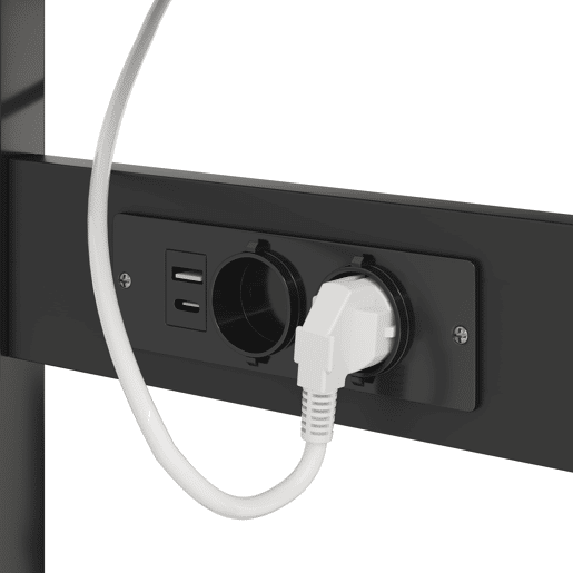 Estante de cozinha 180x115 cm - com tomada, LED, suporte para micro-ondas e copos - Preto