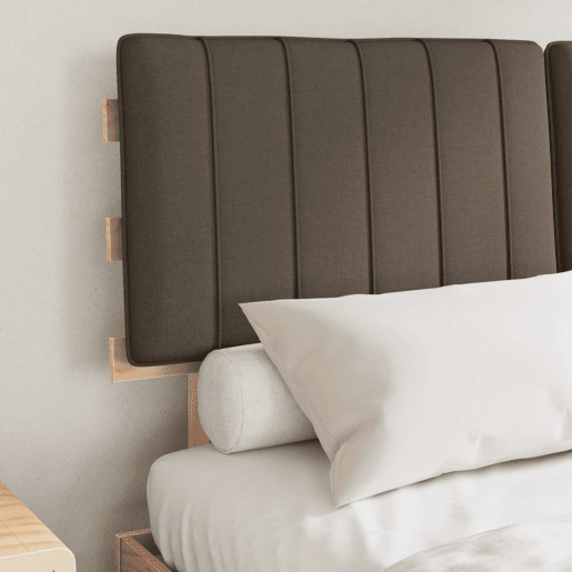 Estrutura de Cama de casal moderno com Cabeceira Estofada Cinzento-acastanhado