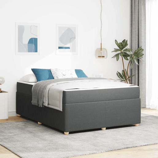 Estrutura da Cama de casal moderno com colchão Cinza Escuro 140 x 200 cm tecido