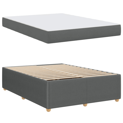 Estrutura da Cama de casal moderno com colchão Cinza Escuro 140 x 200 cm tecido