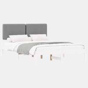 Estrutura de Cama de casal moderno com Cabeceira Estofada Cinzento-claro