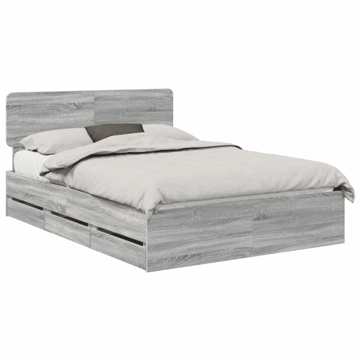 Estrutura da Cama de casal simple com cabeceira Sonoma cinza 140 x 190 cm