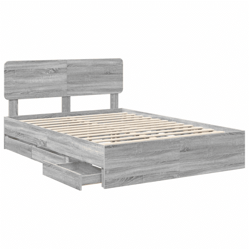 Estrutura da Cama de casal simple com cabeceira Sonoma cinza 140 x 190 cm