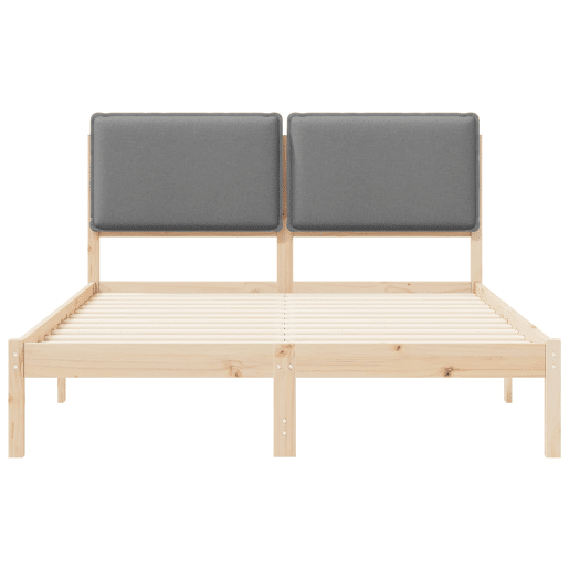 Estrutura de Cama de casal moderno com Cabeceira Estofada Cinzento-claro