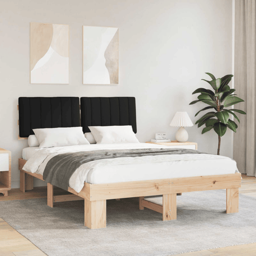 Estrutura de Cama de casal moderno com Cabeceira Estofada Preto 140 x 200 cm