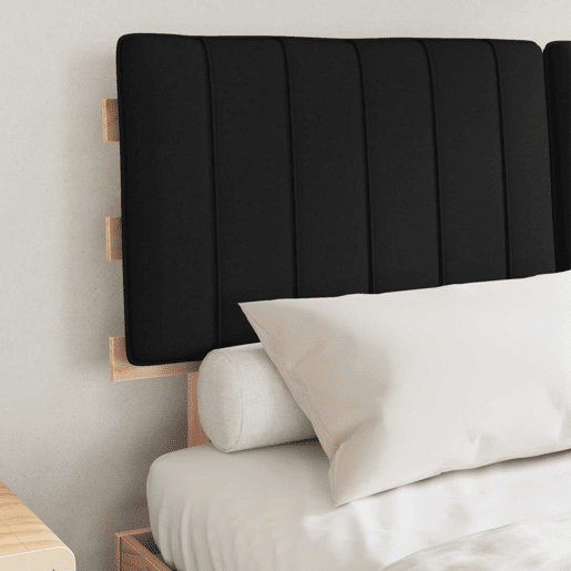 Estrutura de Cama de casal moderno com Cabeceira Estofada Preto 140 x 200 cm
